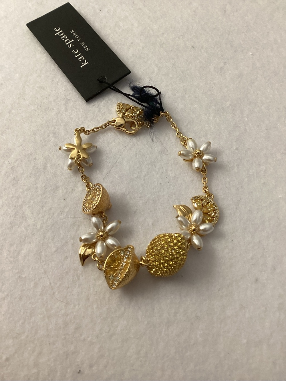 Kate Spade Gold-Tone Flower & Lemon Multi-Charm Pendant Bracelet - Picture 5 of 7